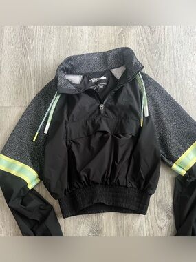 Lacoste Black Windbreaker Jacket with Lime Accents